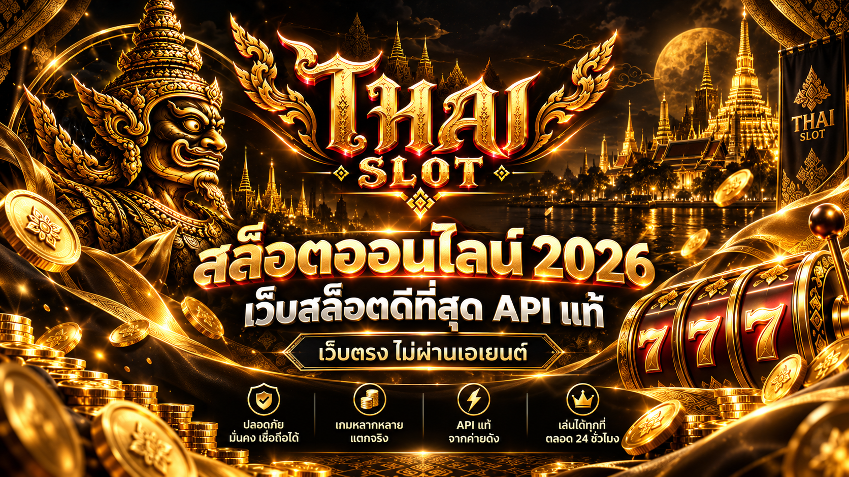 หน้าจอเกมสล็อตสมมติสำหรับอธิบายสัญลักษณ์และกติกา